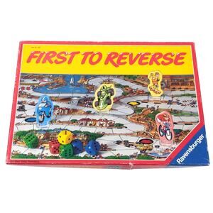 Vtg 1988 Ravensburger First to Reverse Board Game Near COMPLETE Kids Racing Dice